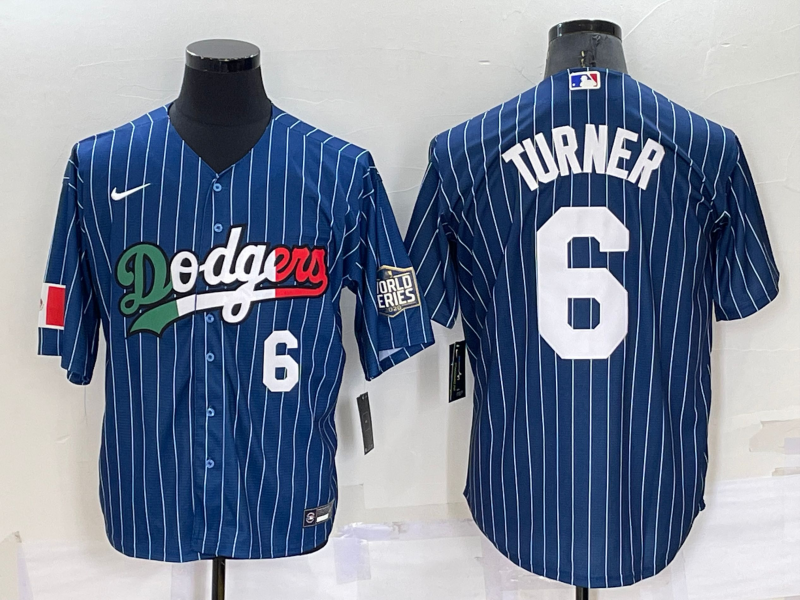 Men's Los Angeles Dodgers #6 Trea Turner Navy Mexico World Series Cool Base Stitched Baseball Jersey Men's Los Angeles Dodgers #6 Trea Turner Navy Mexico World Series Cool Base Stitched Baseball Jersey